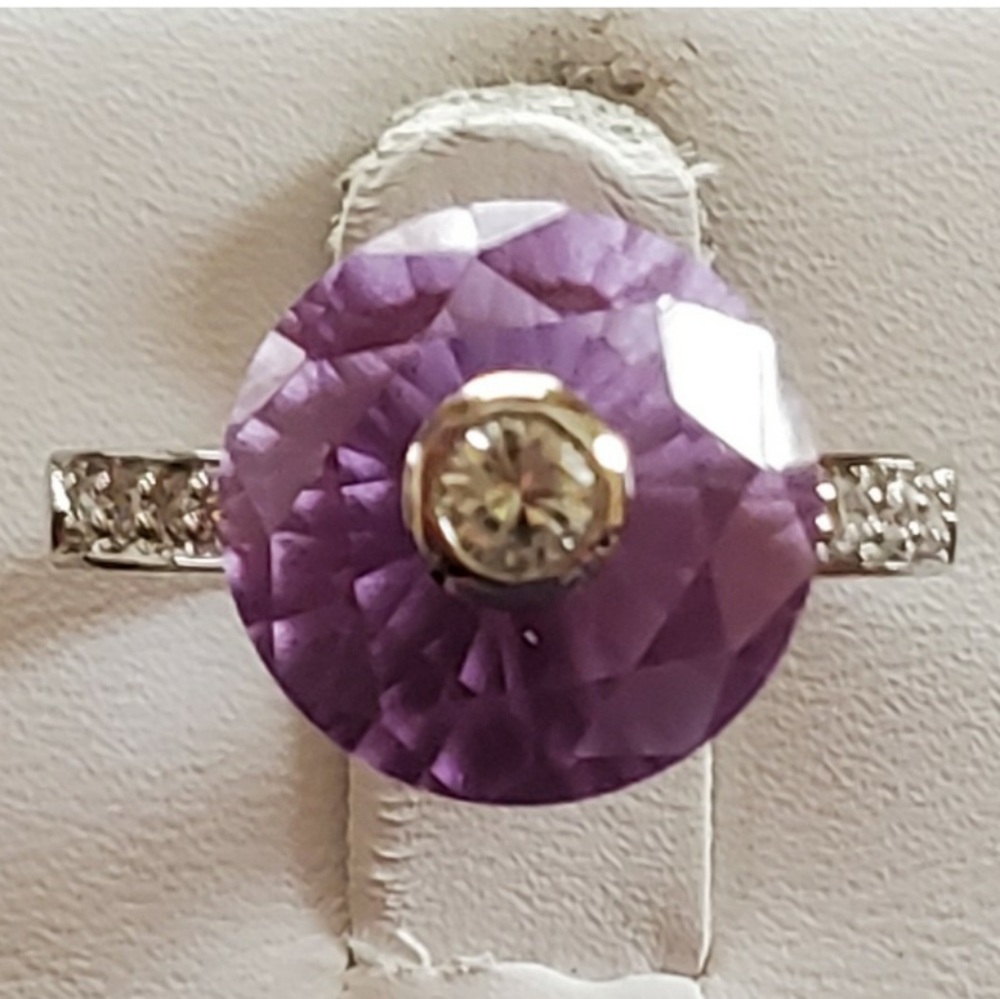 Genuine Vintage Amethyst & White Sapphires Ring size 6 NEW/Never Worn